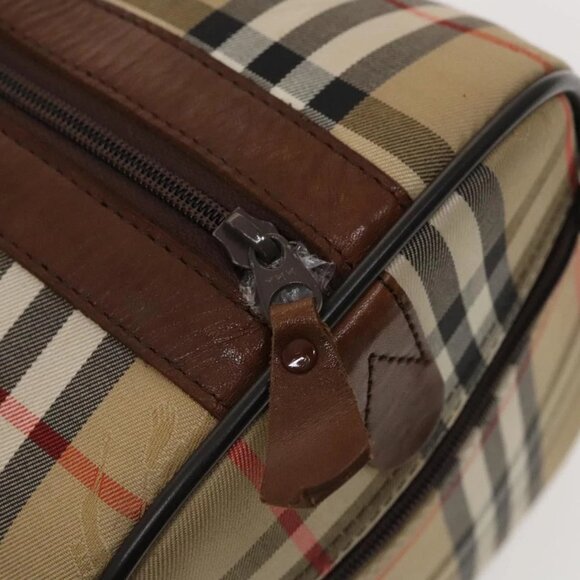 Burberrys Nova Check Boston Bag Canvas Beige Gold Auth - Picture 10 of 16